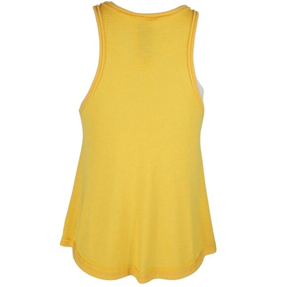 Free People Yellow Burn Out Ribbed Summer Athletic Tank Top XS - Picture 2 of 4